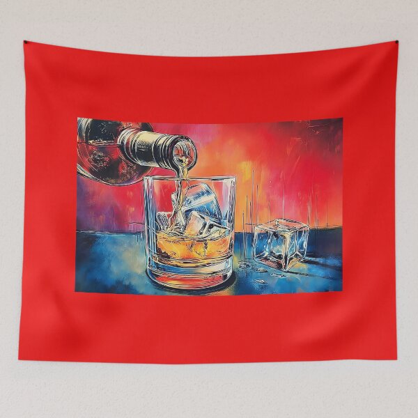 Item preview, Catch the Splash in Abstract Expressionism- Whisky in Motion Over Ice with Explosive Color designed and sold by OlfactoART Studio.