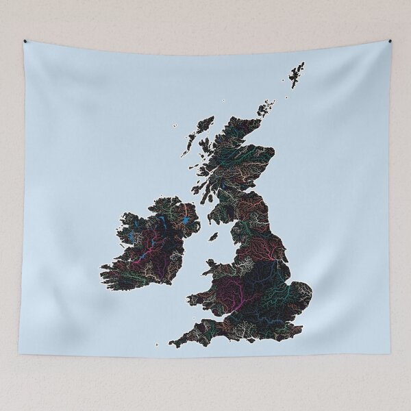 Item preview, UK and Ireland Rivers and Lakes Map designed and sold by DreamingBeetle.