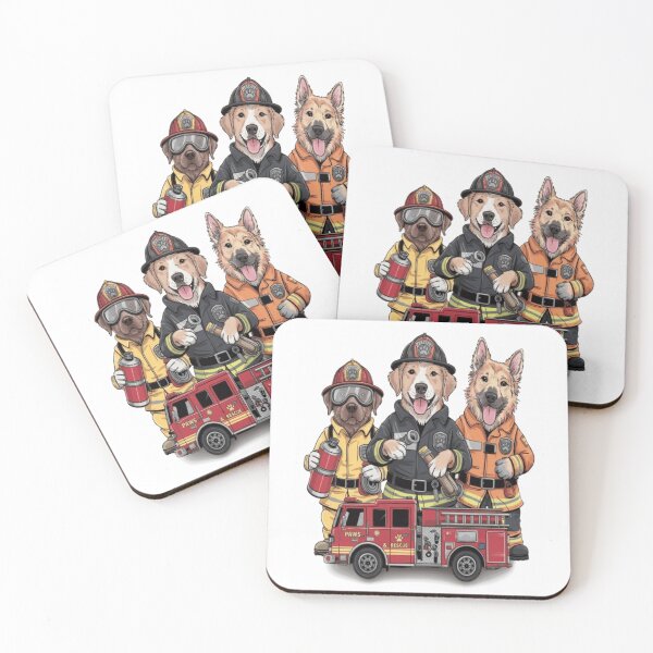 Item preview, Firefighting Fur Heroes – Cute Dogs in Firefighter Gear with Truck designed and sold by Petpixy.