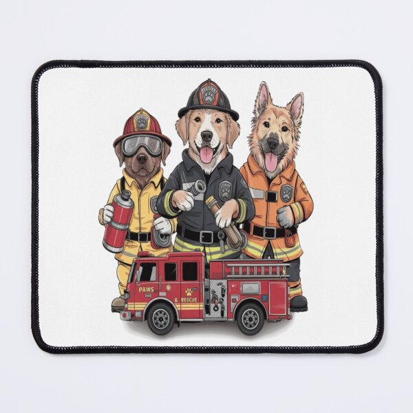 Item preview, Firefighting Fur Heroes – Cute Dogs in Firefighter Gear with Truck designed and sold by Petpixy.