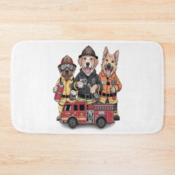 Item preview, Firefighting Fur Heroes – Cute Dogs in Firefighter Gear with Truck designed and sold by Petpixy.