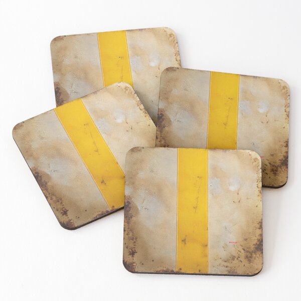 Item preview, Yellow Stripe on Vintage Tea-Stained Canvas – Abstract Wall Art - dePace' designed and sold by mrpropcake.