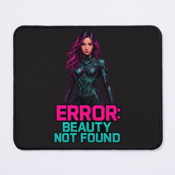 Item preview, ERROR: BEAUTY NOT FOUND | Cyberpunk Female Warrior Glitch Poster designed and sold by Thaivi Design.