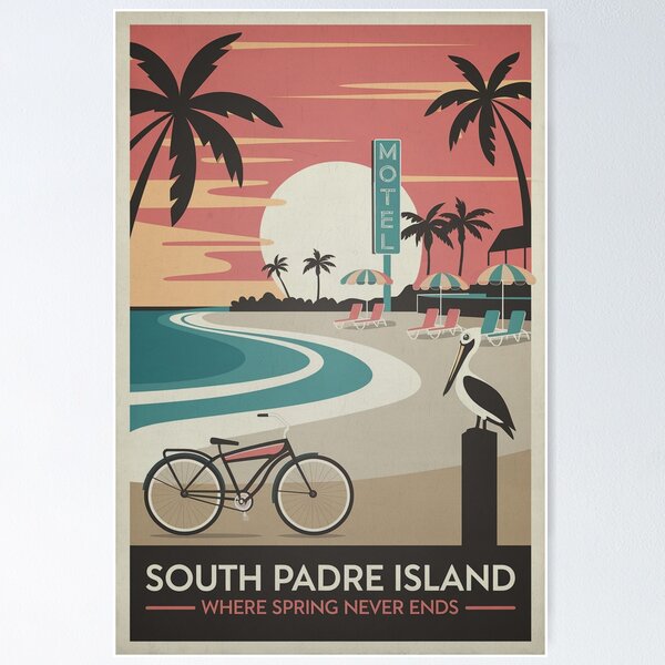 Item preview, South Padre Island Poster - Retro Texas Travel Print designed and sold by EpochFusion.