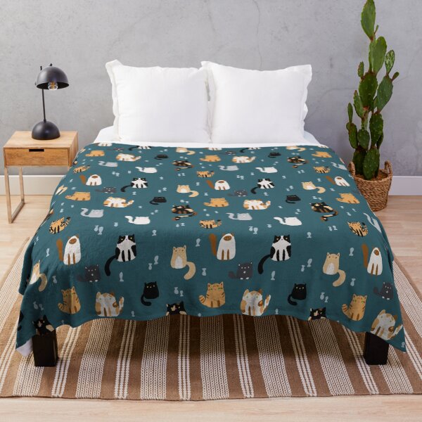 Item preview, Cute Jelly Bean Cats Crayon Drawing Pattern - Teal Blue designed and sold by Valerie Englehart.