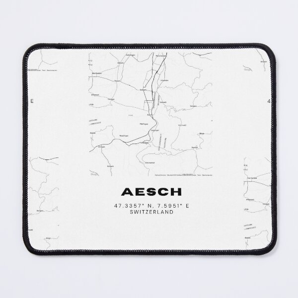 Item preview, Aesch Switzerland Minimalist Black & White Map Print designed and sold by RM-Journey.
