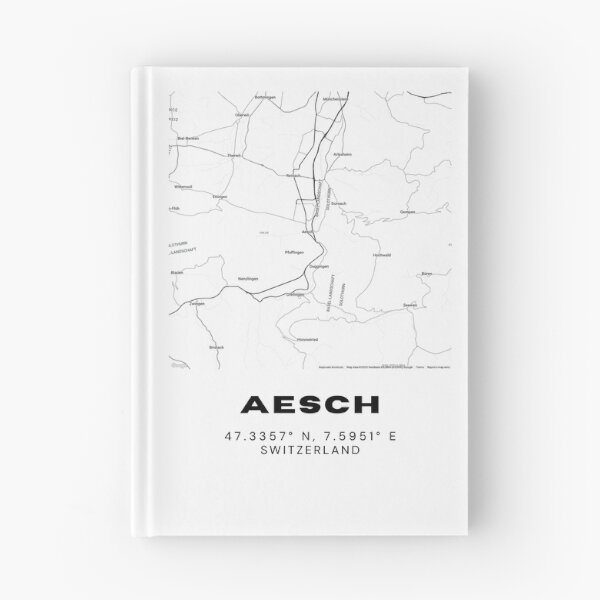 Item preview, Aesch Switzerland Minimalist Black & White Map Print designed and sold by RM-Journey.