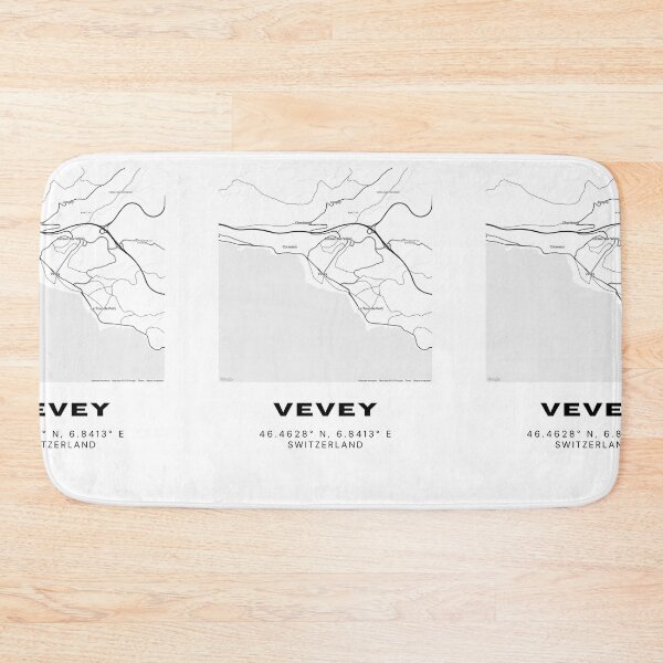 Item preview, Vevey Switzerland Minimalist Black & White Map Print designed and sold by RM-Journey.