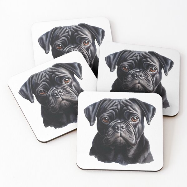 Item preview, Elegant Black Pug Portrait - Expressive Dog with Wrinkles designed and sold by MYK-Printing.