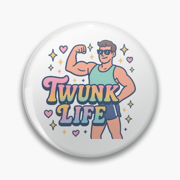 Item preview, Twunk Life – Retro Muscle Pride Sticker for Gay Men designed and sold by Haus Of Sin.