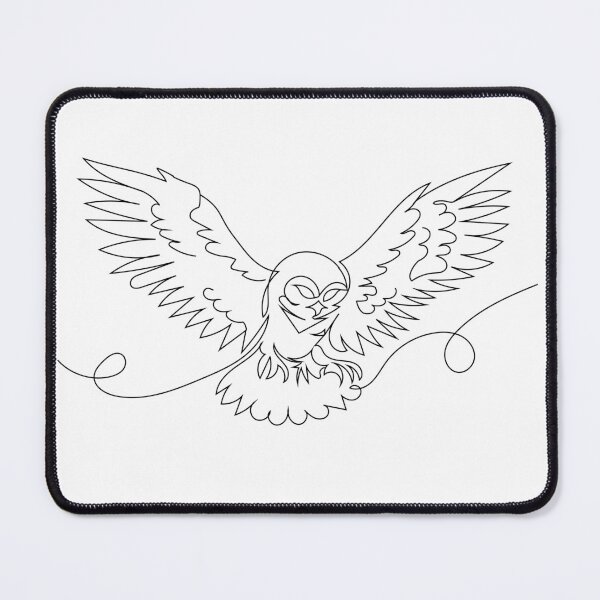 Item preview, White owl, Hedwig, magical owl, line art, minimalist drawing, owl outline, magical bird, owl poster designed and sold by UniverseN1.