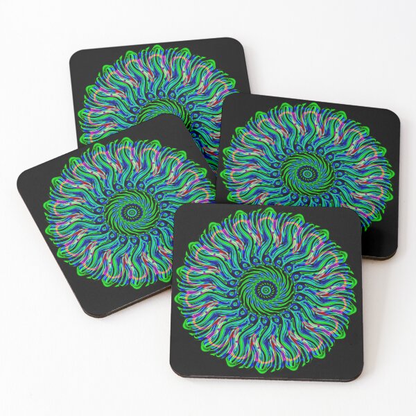 Item preview, Green Spiral Mandala – Trippy Psychedelic Flower Art designed and sold by remipebbles.