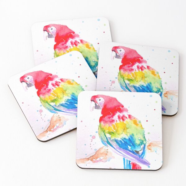 Item preview, Macaw Parrot Watercolor Painting - Rainbow Coloured Red Blue Yellow designed and sold by Sarah  Rajkotwala.