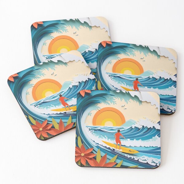 Item preview, Surfing the Waves in Papercut Style | Layered Ocean Adventure Scene | Bold Coastal Energy Design | Minimal Beach Sport Aesthetic | Dynamic Summer Vibes designed and sold by PaintedPixels01.