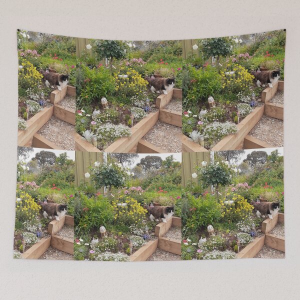 Item preview, Tuxedo Cat And Flowers Cute Flower Beautiful Garden designed and sold by Sarah  Rajkotwala.