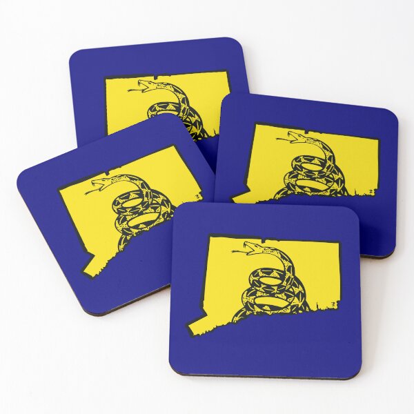 Item preview, CONNECTICUT   - Libertarian - Don't Tread On Me Gadsden Snake on CONNECTICUTIAN CONNECTICUTER NUTMEGGER Map on Blue default background, #020279 designed and sold by pelagio.