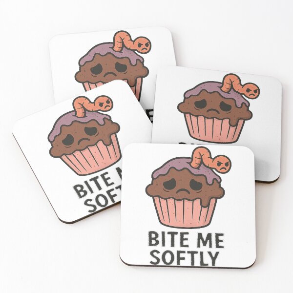 Item preview, Bite Me Softly – Sad Cupcake with Angry Worm designed and sold by Soft rot studio.