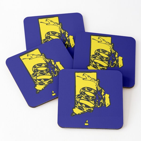 Item preview, RHODE ISLAND  - Libertarian - Don't Tread On Me Gadsden Snake on RHODE ISLANDER Map on Blue default background, #020279 designed and sold by pelagio.