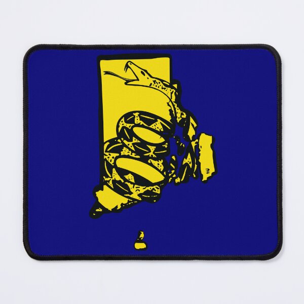 Item preview, RHODE ISLAND  - Libertarian - Don't Tread On Me Gadsden Snake on RHODE ISLANDER Map on Blue default background, #020279 designed and sold by pelagio.