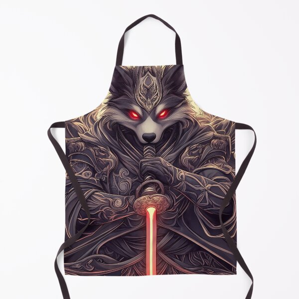 Item preview, Animal x Samurai Red-Eyed Wolf Knight Gripping Glowing Sword in Ornate Armor designed and sold by bolleykoldl.