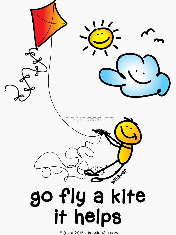 Thumbnail 3 of 3, Sticker, go fly a kite - it helps... designed and sold by holydoodles.