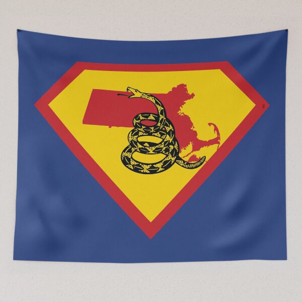 Item preview, MASSACHUSITE BAY STATER SHIELD - Freedom Is The Superpower -  Gadsden Snake Flag - Dont Tread On Me SUPERHERO MASSACHUSETTS design designed and sold by pelagio.