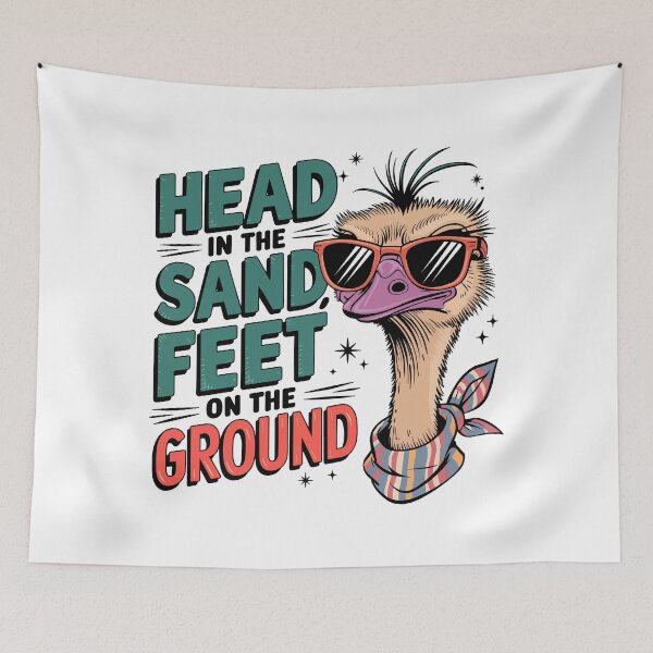 Item preview, Sassy Ostrich with Sunglasses – Head in the Sand, Feet on the Ground designed and sold by WildlifeInc.