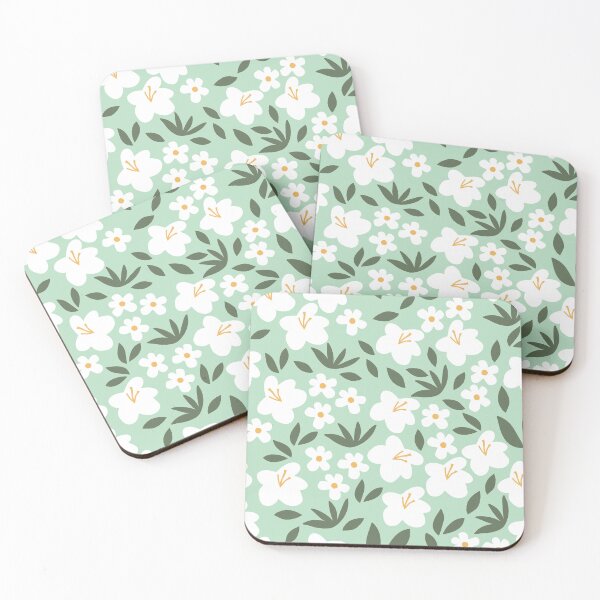 Item preview, Danish Pastel Light Green Cyan Floral Pattern designed and sold by studio-OIOO.