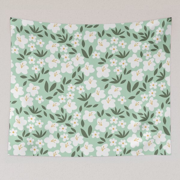 Item preview, Danish Pastel Light Green Cyan Floral Pattern designed and sold by studio-OIOO.