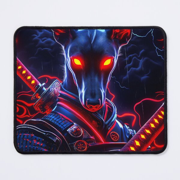 Item preview, Animal x Flaming Samurai Hound with Twin Swords in Thunderous Darkness designed and sold by gamalruginaq.