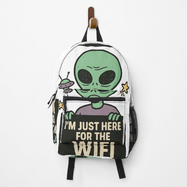 Item preview, I’m Just Here for the WiFi – Grumpy Alien Meme Design designed and sold by Soft rot studio.