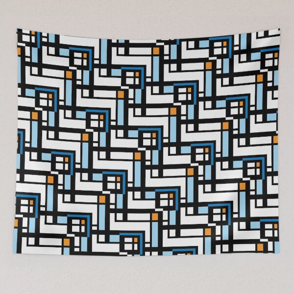 Item preview, Mid Century Modern Textile Block Blues designed and sold by RachelSpeir.