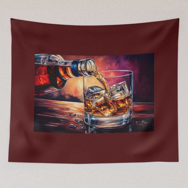 Item preview, Cheers and Swirl in Motion - Whiskey Pour Captured with Warm Vibrant Energy Creating a Sense of Richness designed and sold by OlfactoART Studio.