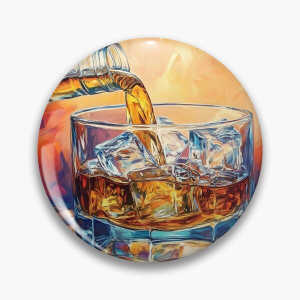 Item preview, Raise the Glass - Golden Whisky Poured Over Ice in a Colorful Glow. Cheers designed and sold by OlfactoART Studio.