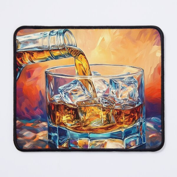Item preview, Raise the Glass - Golden Whisky Poured Over Ice in a Colorful Glow. Cheers designed and sold by OlfactoART Studio.