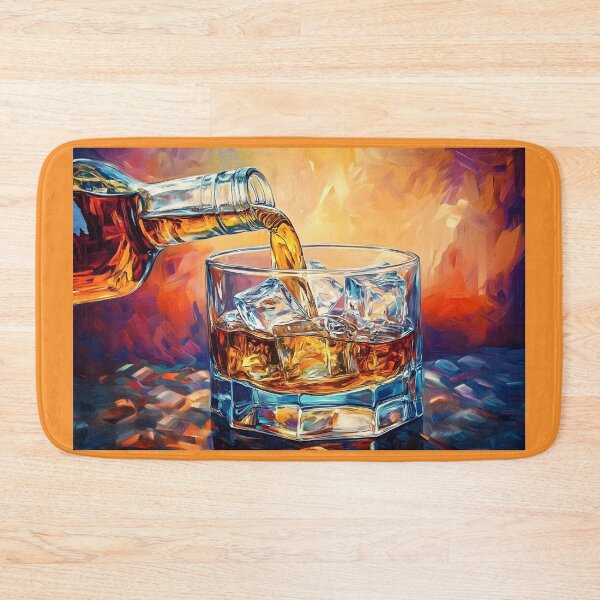 Item preview, Raise the Glass - Golden Whisky Poured Over Ice in a Colorful Glow. Cheers designed and sold by OlfactoART Studio.