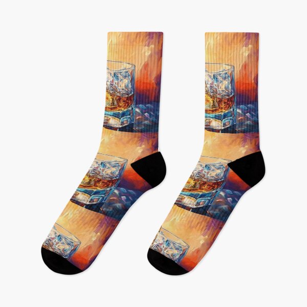 Item preview, Raise the Glass - Golden Whisky Poured Over Ice in a Colorful Glow. Cheers designed and sold by OlfactoART Studio.