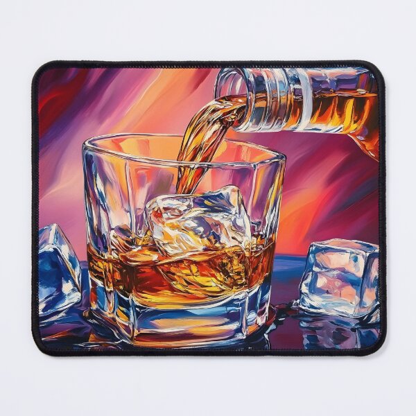 Item preview, Whiskey Over Ice - Swirling Colors and Reflections Create a Bold Scene in a Vibrant Interplay of Light designed and sold by OlfactoART Studio.