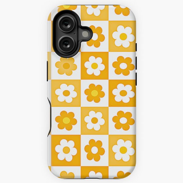 Item preview, Retro 1960's Yellow And White Floral Checkered Pattern designed and sold by DEC02.