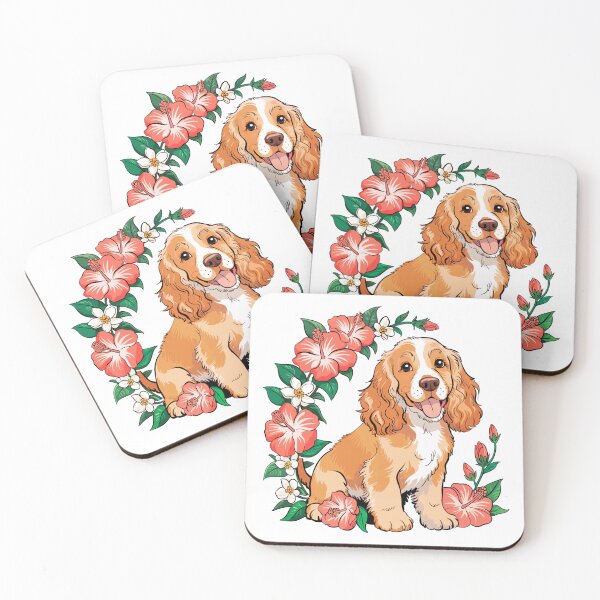 Artikelvorschau, Cute Cocker Spaniel Dog And Flowers entworfen und verkauft von ChaosReigns91.