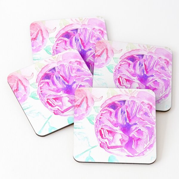 Item preview, Purple Pink Rose Watercolor Painting - Pink Vintage Cabbage Roses designed and sold by Sarah  Rajkotwala.