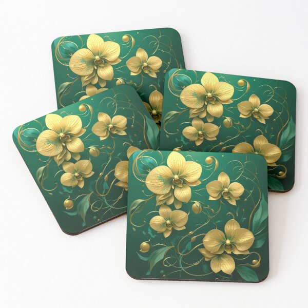 Item preview, Whiplash Orchid Elegance: Art Nouveau Gold and Emerald designed and sold by semenol.