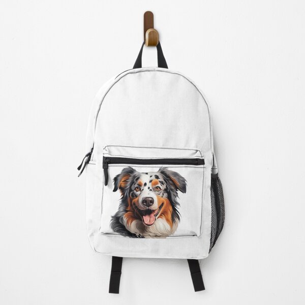 Item preview, Stunning Blue Merle Australian Shepherd Portrait - Happy Tri-Color Aussie designed and sold by MYK-Printing.