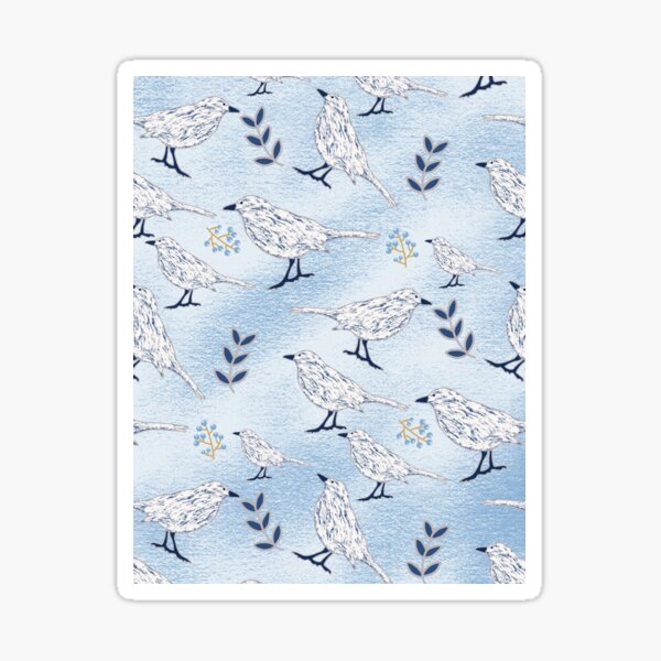 Item preview, White Winter Wonderland Birds  designed and sold by PapercutandSuch.