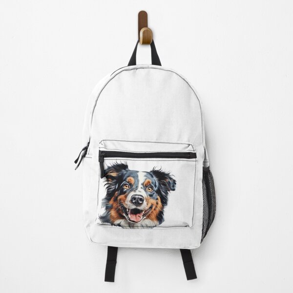 Item preview, Stunning Blue Merle Australian Shepherd Portrait - Happy Tri-Color Aussie designed and sold by MYK-Printing.