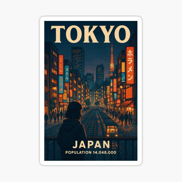 Item preview, Tokyo Nights – Vintage Japan Cityscape with Neon Lights designed and sold by Mo & Ko Design.