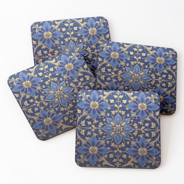 Item preview, Byzantine Blossom Mosaic: Gilded Gold and Lapis Lazuli Florals designed and sold by semenol.