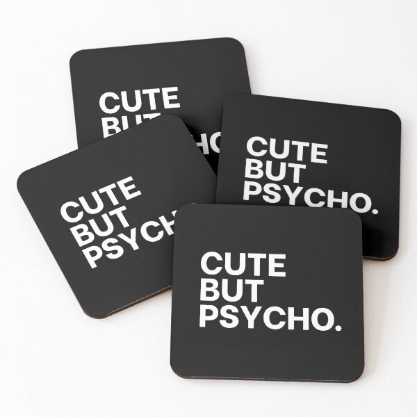Item preview, Cute But Psycho – Bold Minimalist Sass in White on Black designed and sold by ClassicAF.