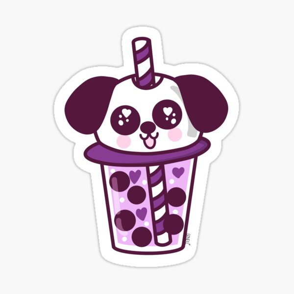 Vista previa del artículo con la obra «Puppy Boba (morado y rosa)», diseñado y vendido por SaltyPeachBliss.