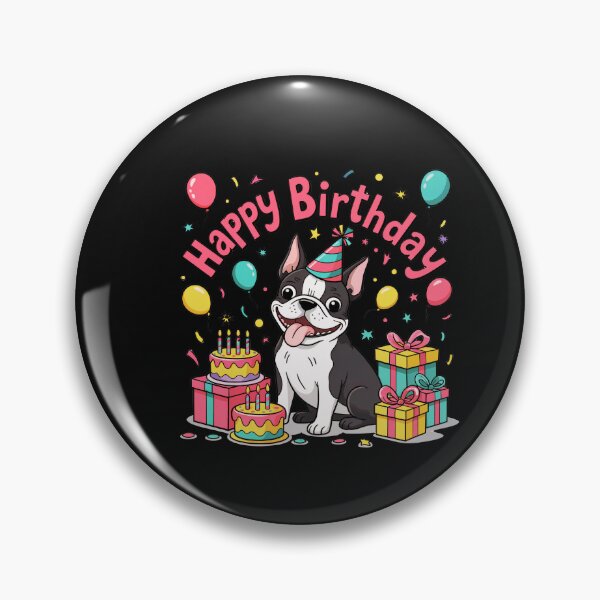 Aperçu de l'œuvre Anniversaire du Boston Terrier créée et vendue par TheAnimalZ00.